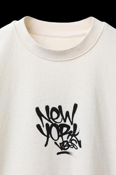TEXTURED GRAFFITI T-SHIRT - Ecru by Zara