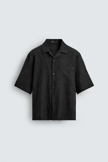 СОРОЧКА ВІЛЬНОГО КРОЮ JACQUARD - Чорний Zara
