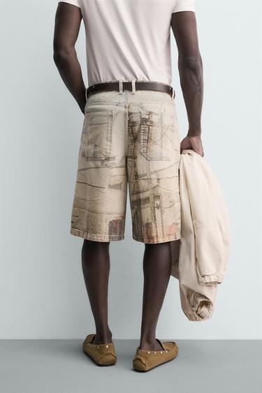 ABSTRACT PRINT BAGGY FIT BERMUDA SHORTS - Multicoloured by Zara - Image 2