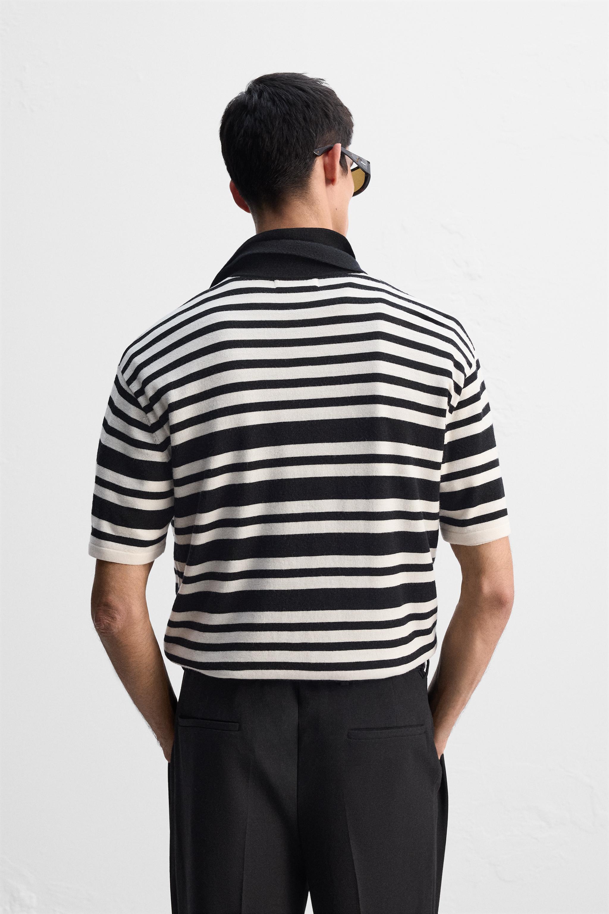 LIMITED EDITION STRIPED KNIT POLO - Black | ZARA United States
