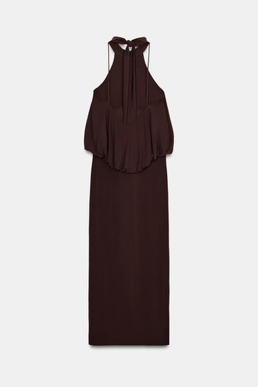 HALTER BALLOON DRESS - Brown by Zara - Image 8