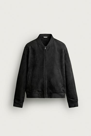 FAUX SUEDE BOMBER JACKET - Black by Zara