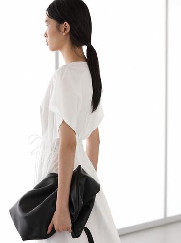 Zara Poplin flounce midi dress - White