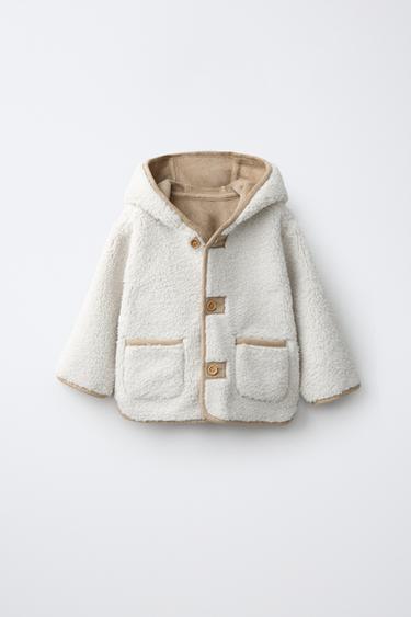 GIUBBOTTO DOUBLE FACE MONTONE SINTETICO REVERSIBILE CAPPUCCIO - Sabbia chiaro di Zara