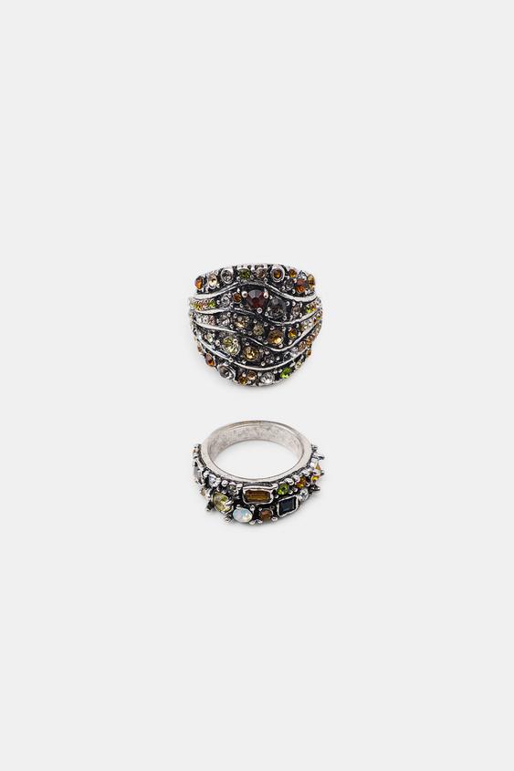 2-PACK OF METAL JEWEL RINGS