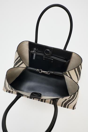SHOPPER TOILE RAYURES - Noir de Zara - Image 5