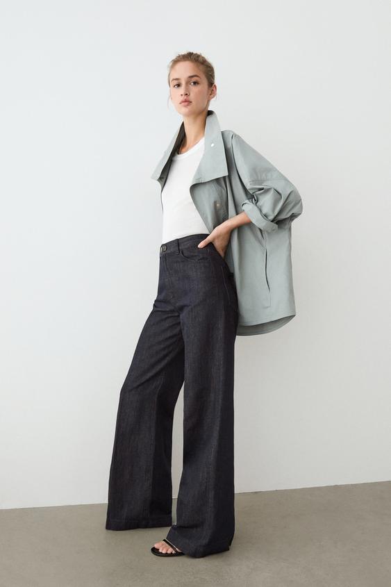 HIGH-WAIST PALAZZO DENIM PANTS from Zara - $160