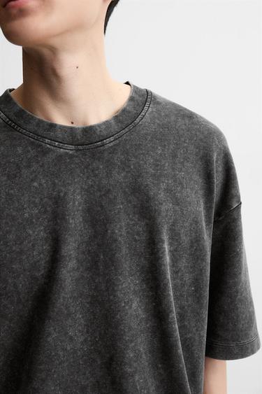 T-SHIRT RELAXED FIT DÉLAVÉ - Gris foncé de Zara - Image 5
