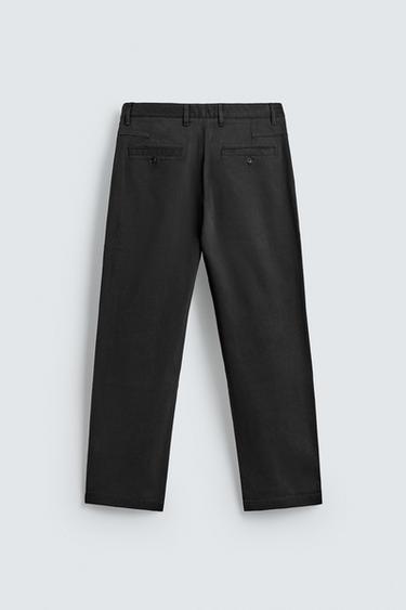 REGULAR FIT CHINO TROUSERS - Black by Zara - Image 6