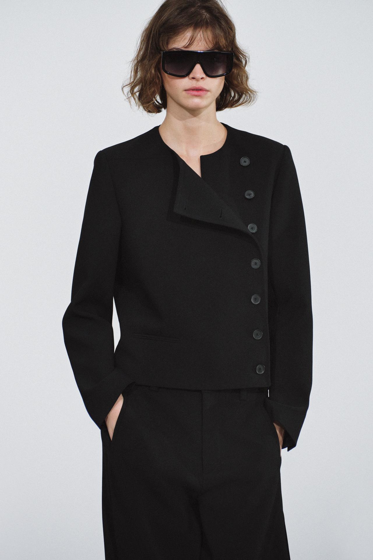ZW COLLECTION SIDE LAPEL BLAZER — Black