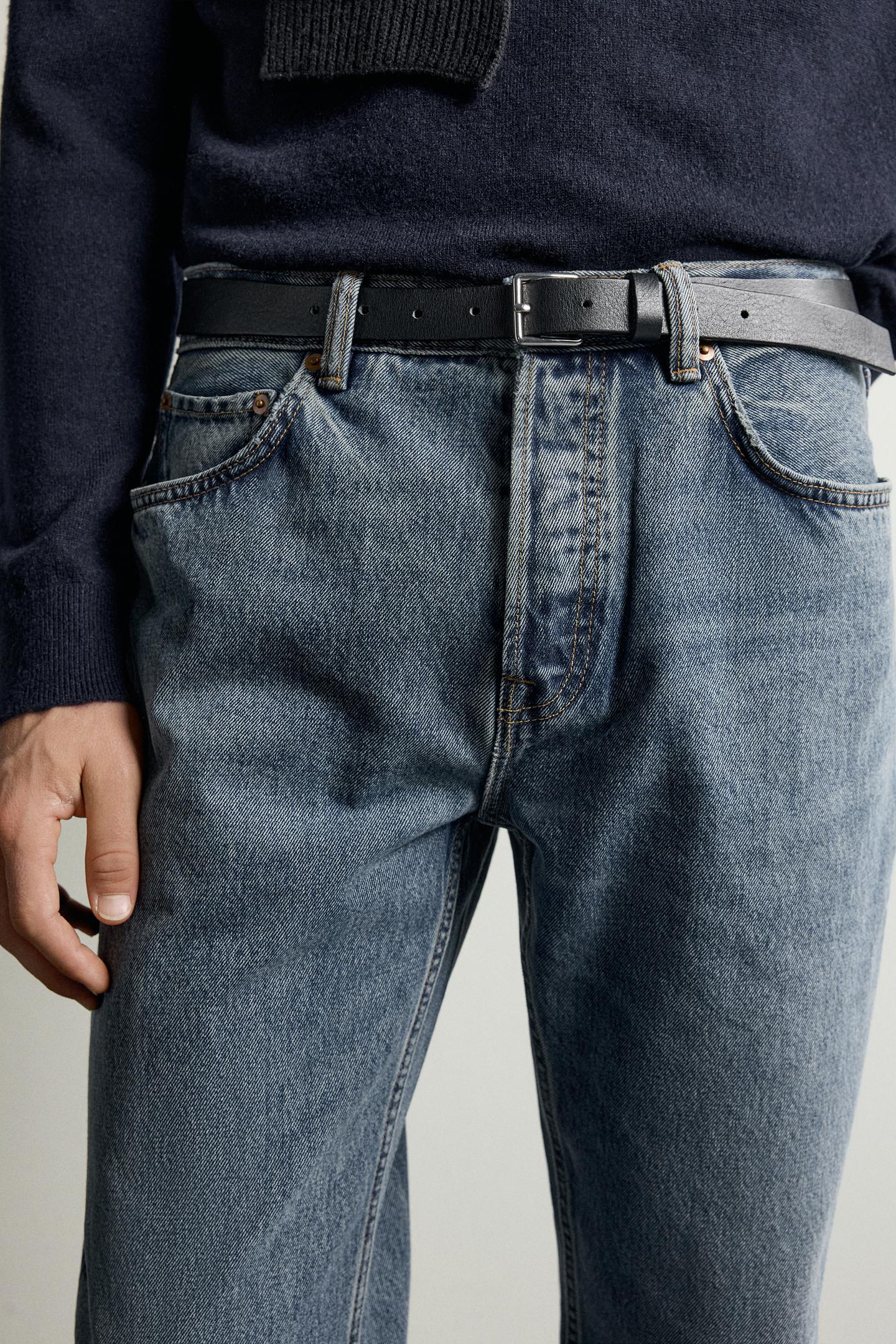 Мужские джинсы Zara Straight-Fit, цвет: Индиго — фото 6