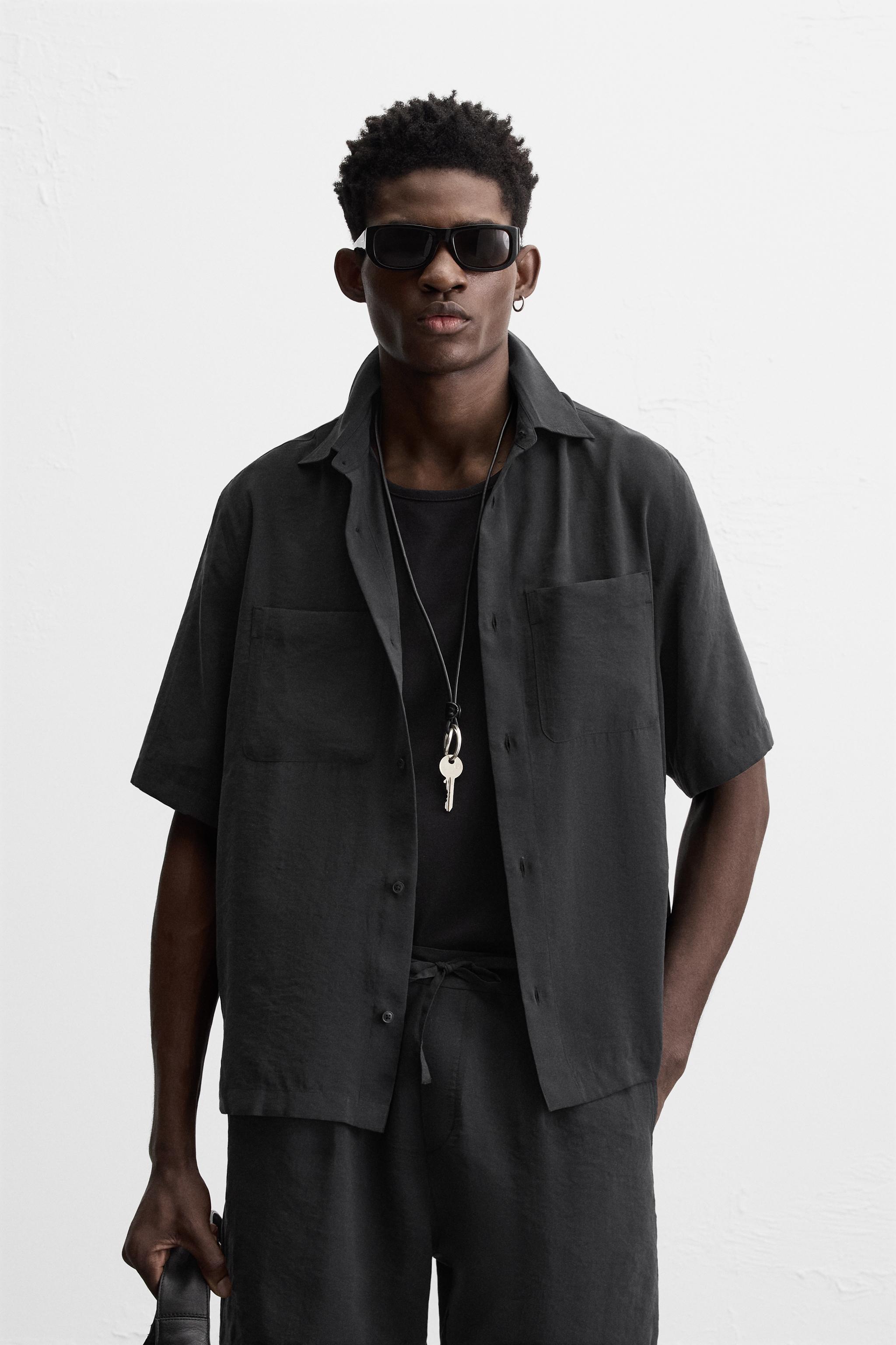 CAMICIA FLUIDA RELAX FIT Nero ZARA Italia Italy