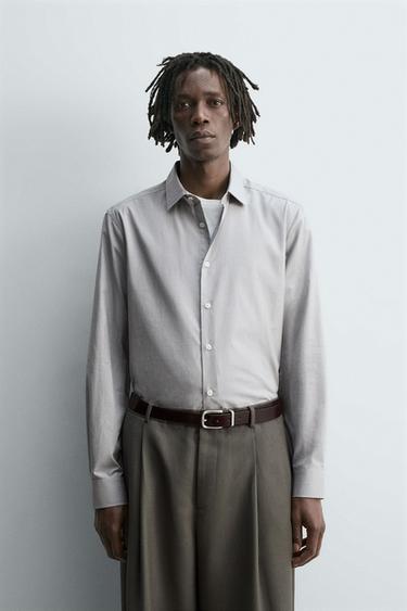 CAMISA SLIM FIT ESTRUCTURA - Gris de Zara