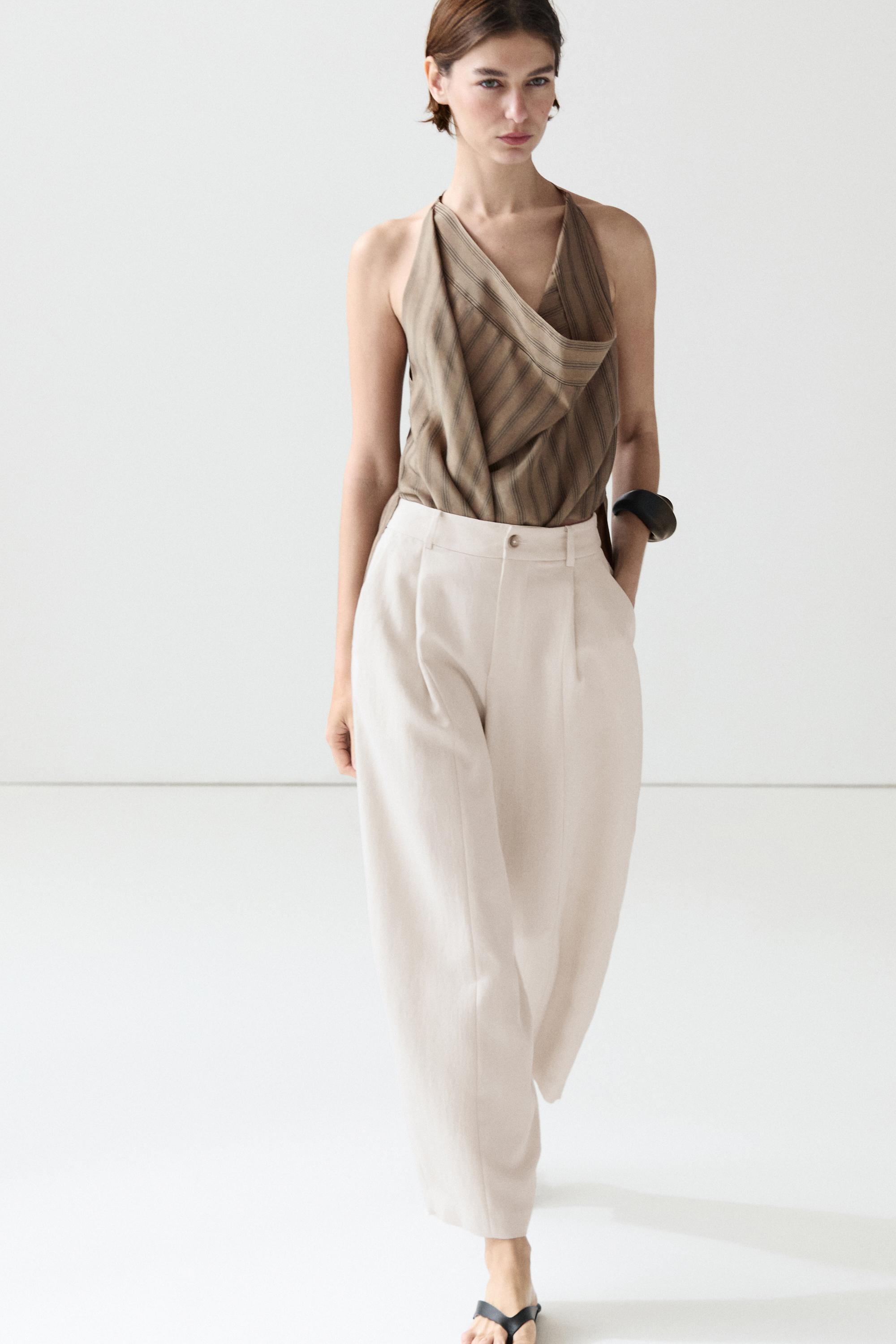 Flowing pants with elasticated waistband