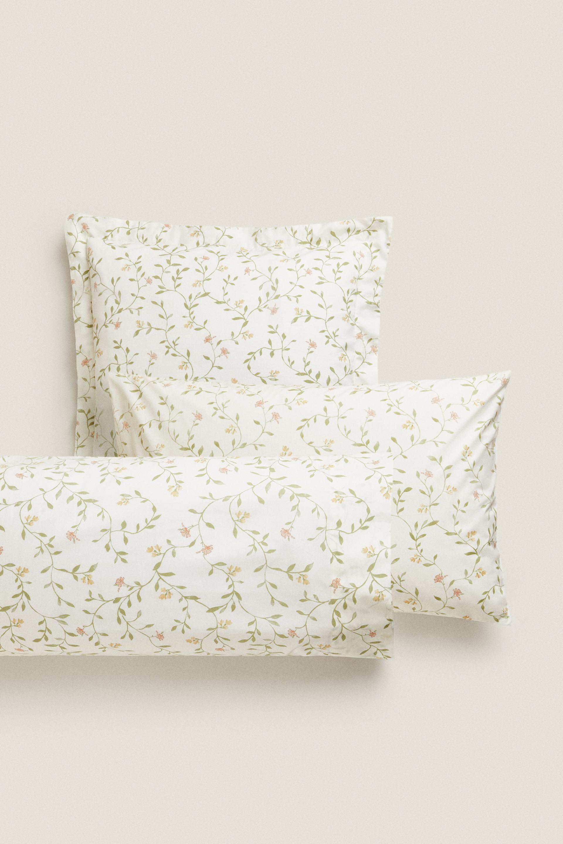 FLORAL PRINT PILLOWCASE Oysterwhite ZARA United Kingdom
