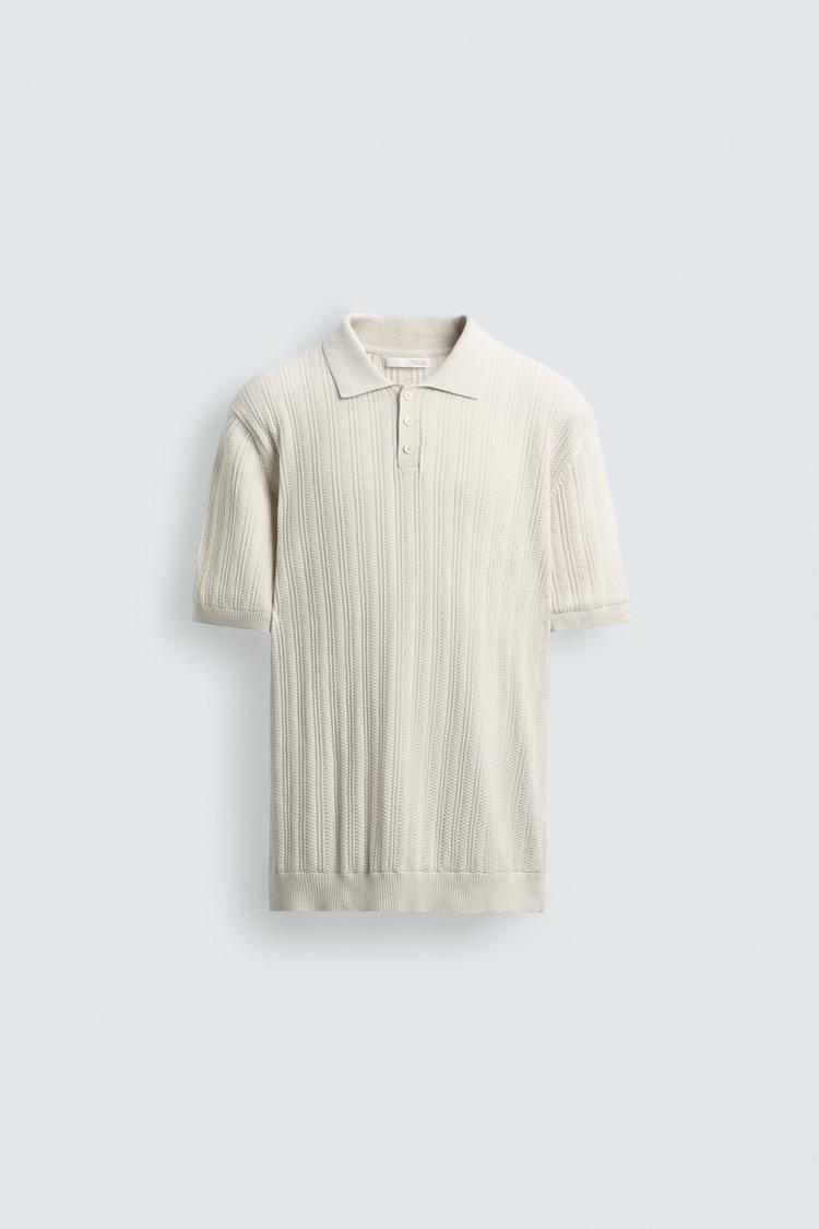 ZARA RIBBED KNIT POLO SHIRT