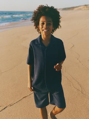 BERMUDA RÚSTICA TOALLA - Azul de Zara