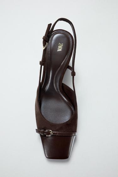BLOCK HEEL SLINGBACK SHOES - Brown by Zara