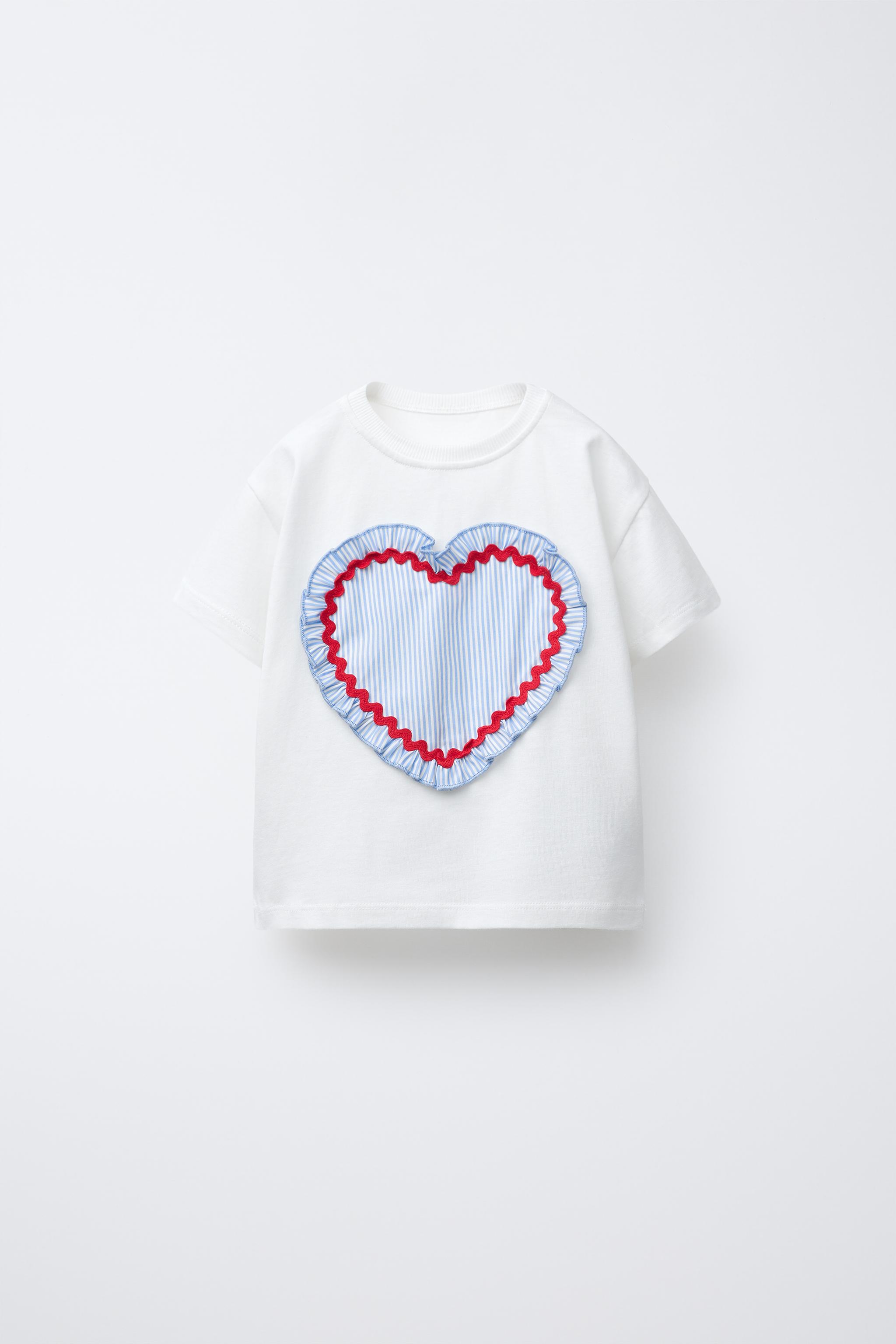 POPLIN HEART T-SHIRT - Blue | ZARA Canada