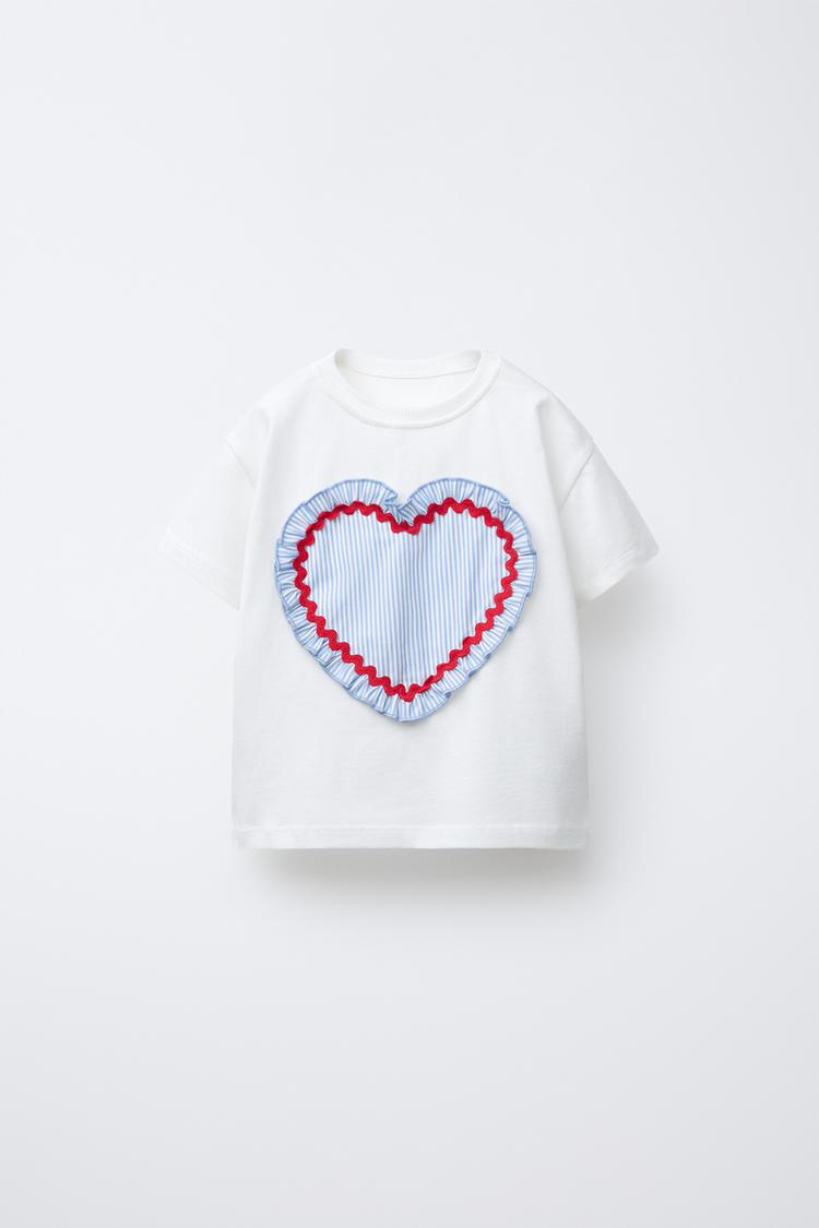 POPLIN HEARTS T-SHIRT Blue ZARA India