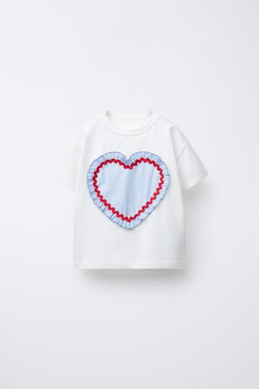 POPLIN HEARTS T-SHIRT - Blue by Zara