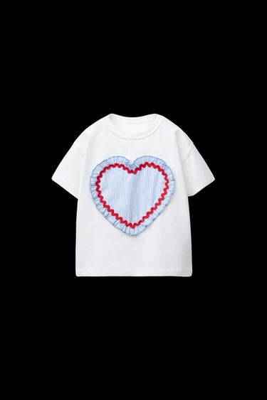 POPLIN HEARTS T-SHIRT - Blue by Zara - Image 0