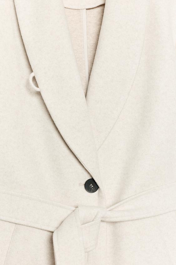 SOFT BELTED COAT - Ecru by Zara - Image 11