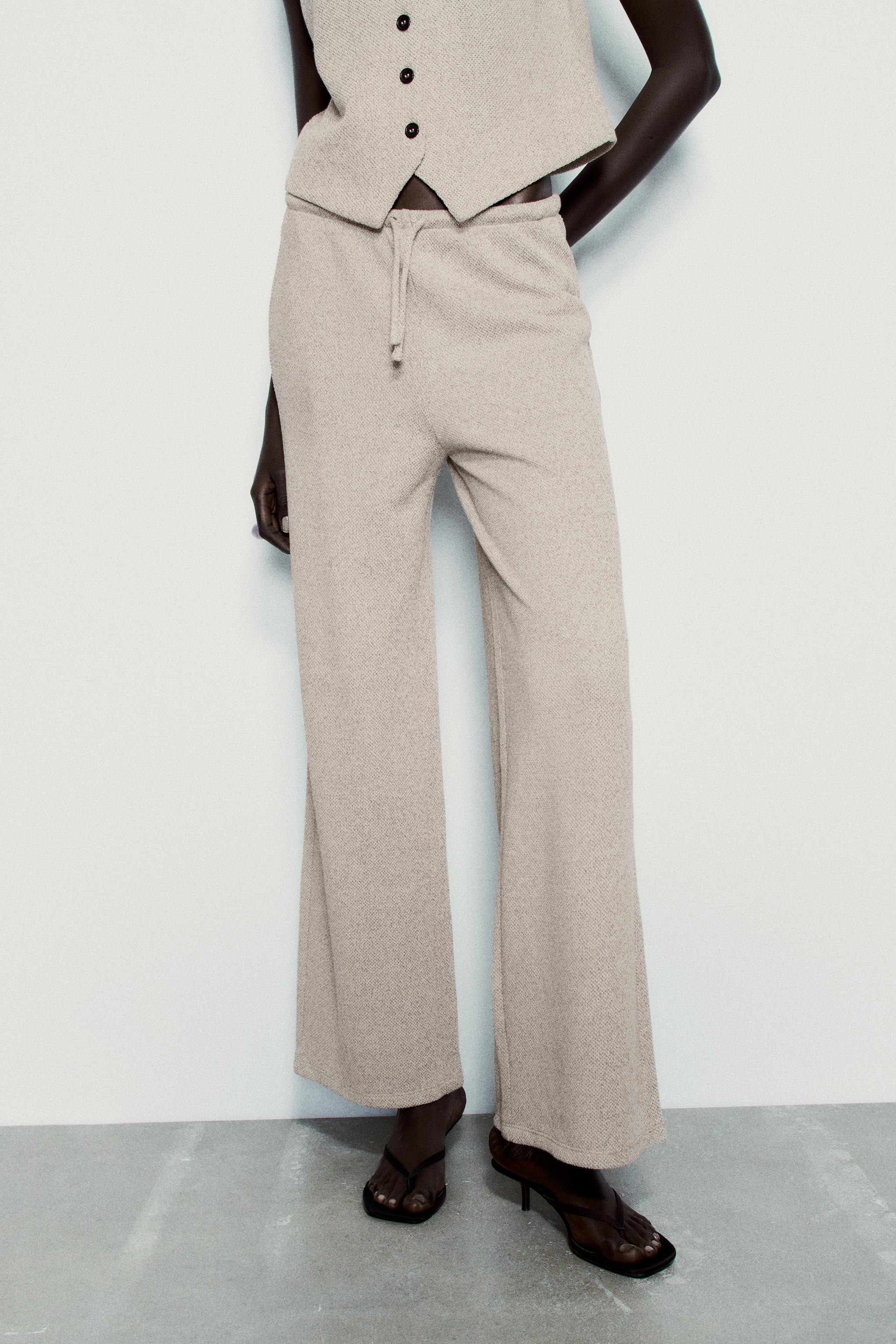 TEXTURED JACQUARD TROUSERS - camel