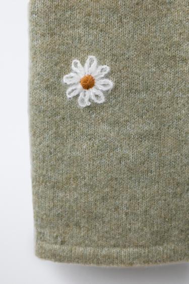 LONG DUNGAREES WITH DAISY EMBROIDERY - Light green by Zara - Image 3