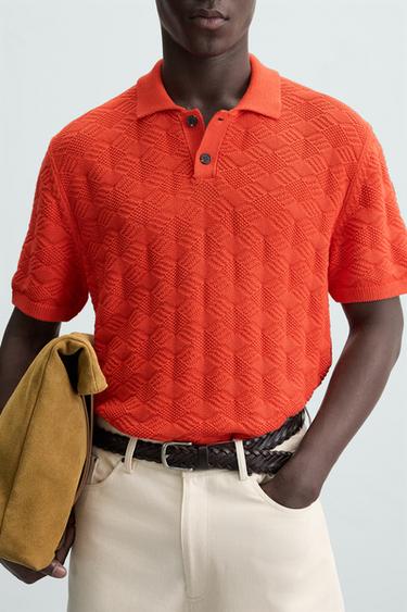 POLO PUNTO ROMBOS - Rojo de Zara