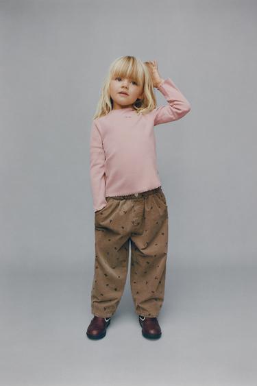 ФУТБОЛКА В РУБЧИК З ВИШИВКОЮ - Світло-рожевий Zara