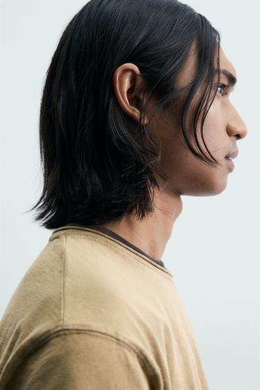 T-SHIRT LAVÉ INSCRIPTION IMPRIMÉE - Marron clair de Zara - Image 4