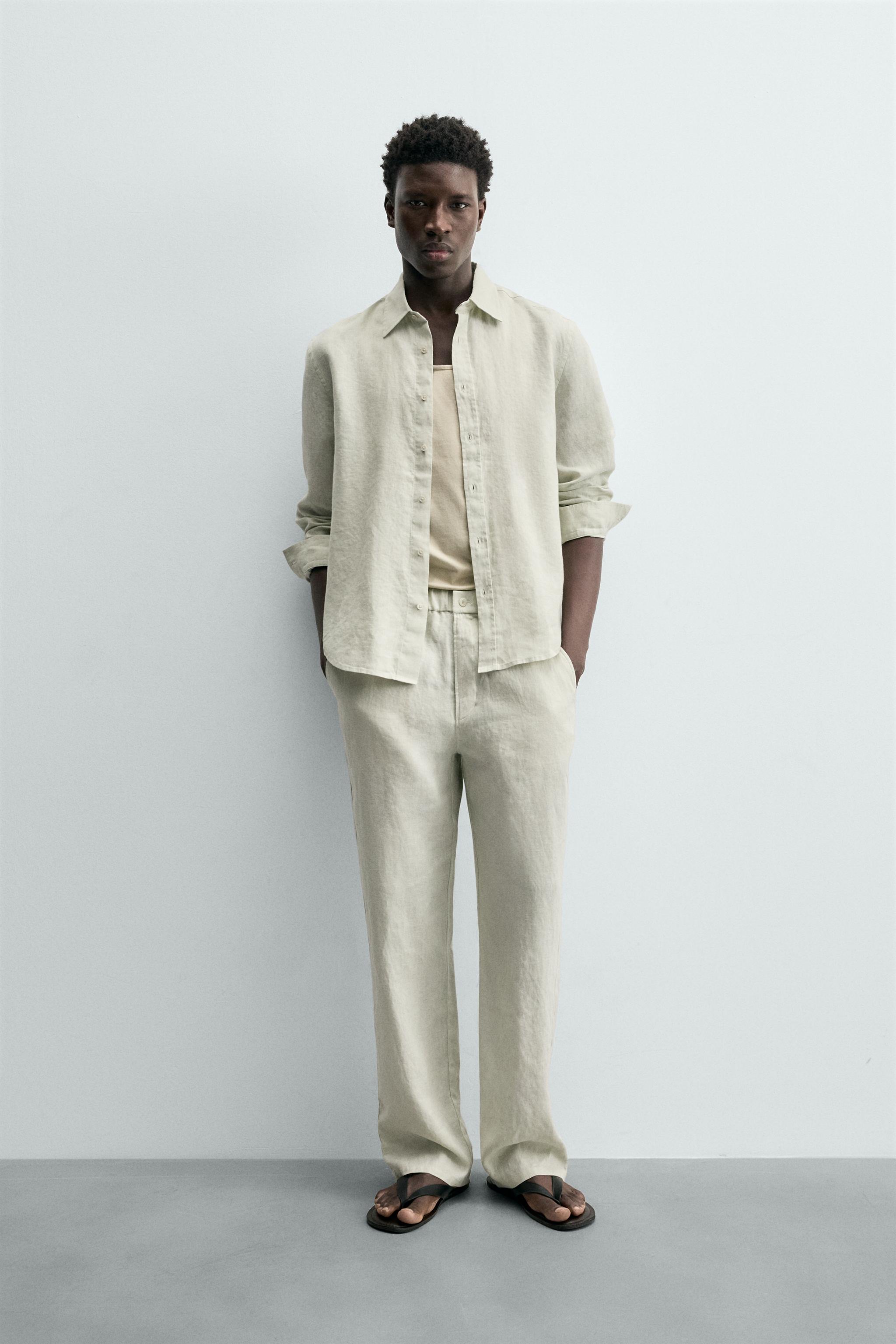 Zara %100 KETEN REGULAR FIT GÖMLEK