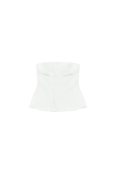 PEPLUM BANDEAU TOP - Oyster-white by Zara