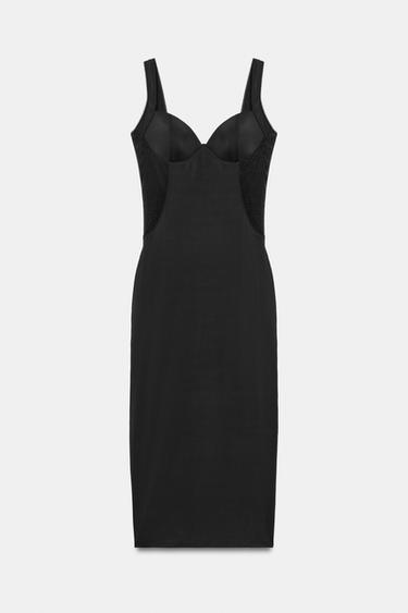 VESTITO MIDI COMBINATO IN POLIAMMIDE - Nero di Zara