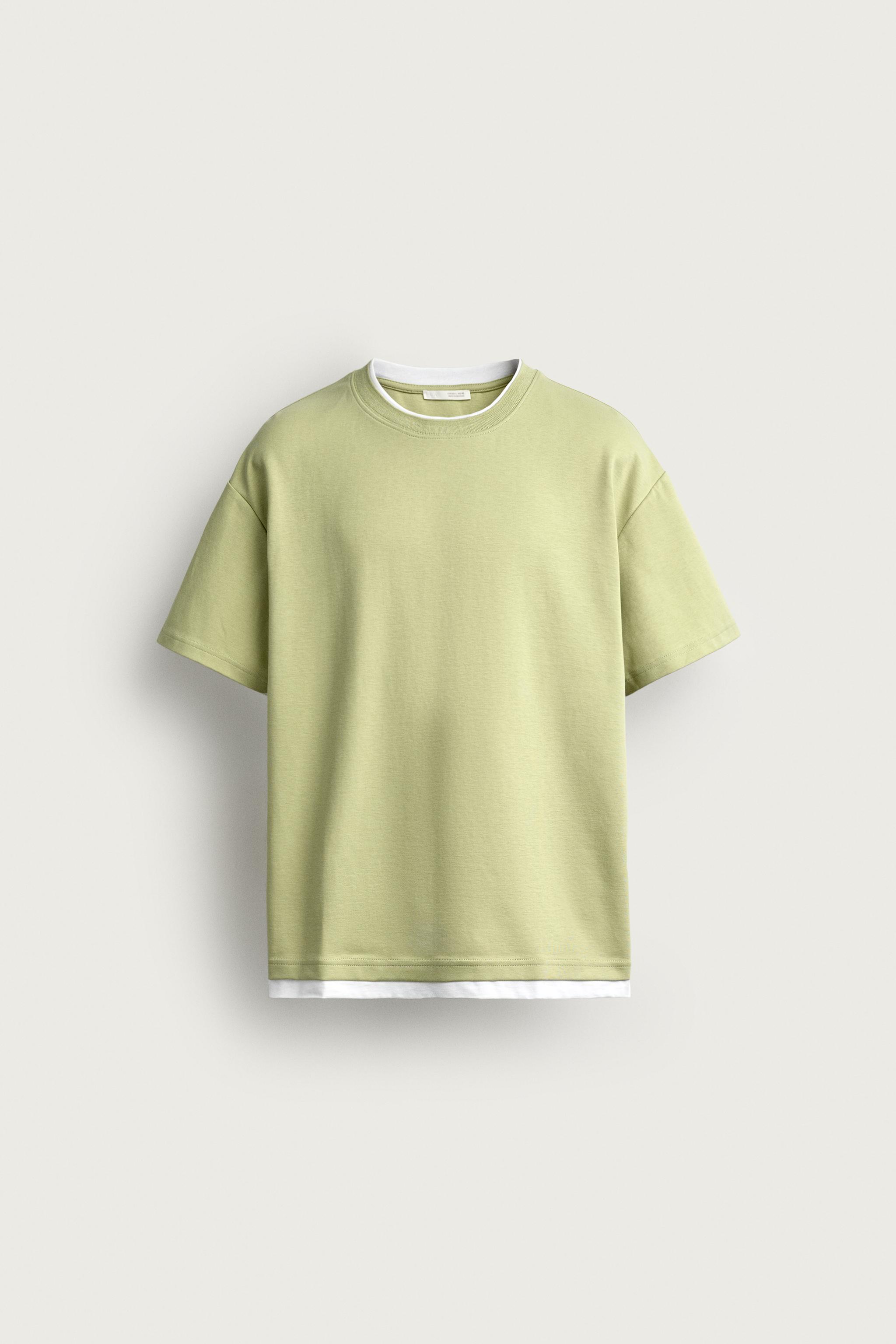 RELAXED-FIT CONTRAST T-SHIRT — Pistachio