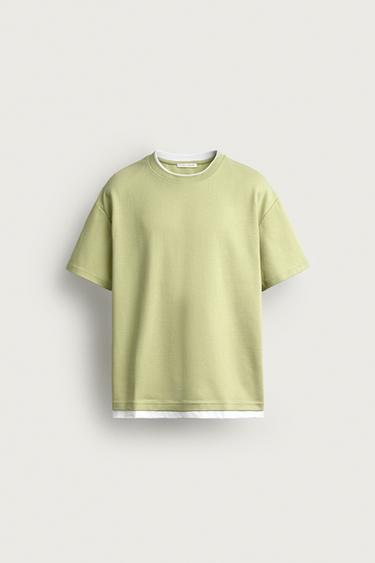 „RELAXED FIT“ MARŠKINĖLIAI SU KONTRASTINGOMIS DETALĖMIS – Pistacijų – „Zara“