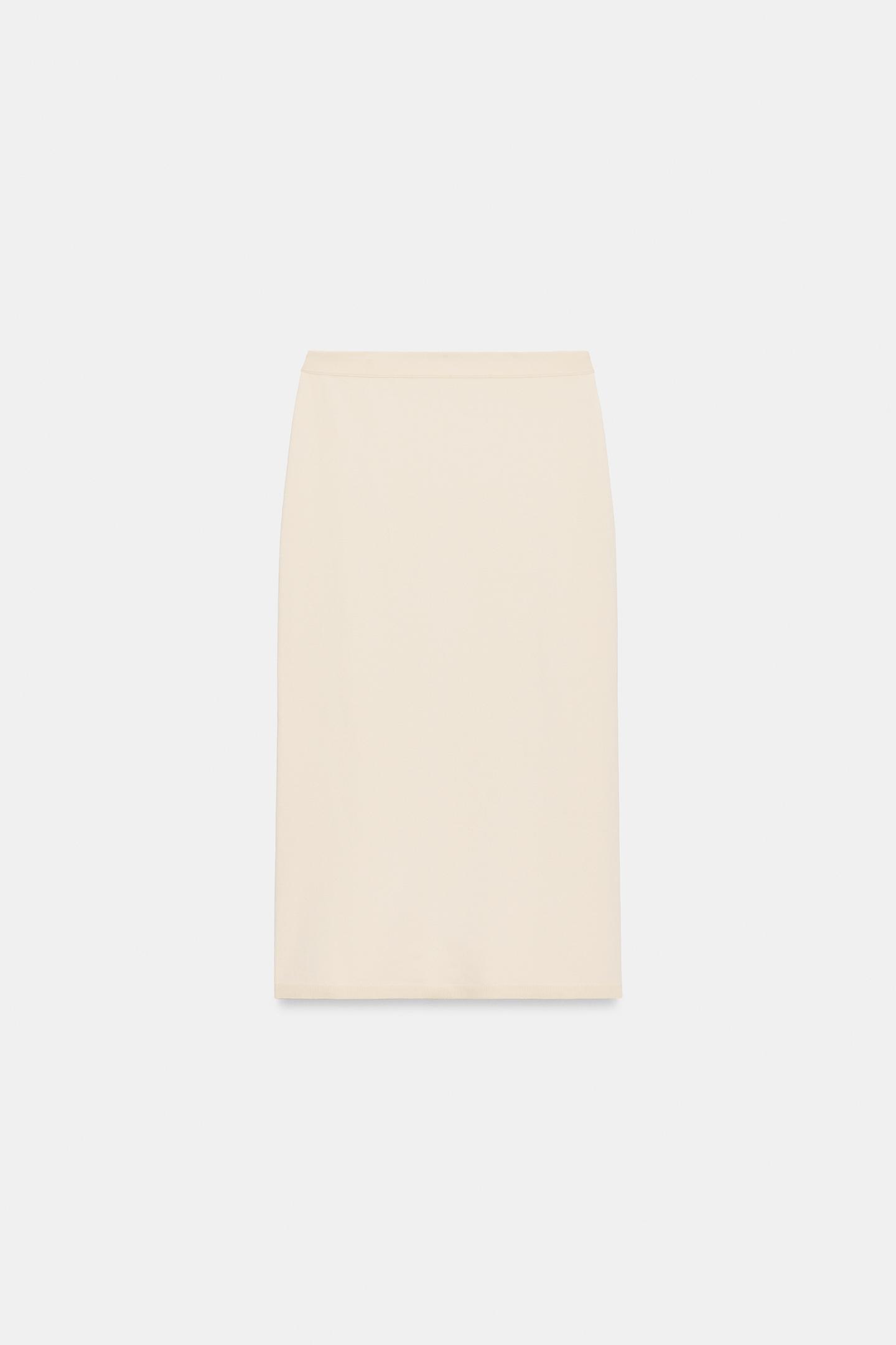 Женская юбка Zara Knit MIDI, цвет: Экрю — фото 4