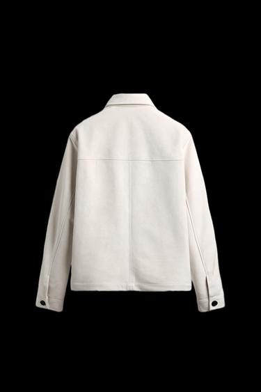 Zara FAUX SUEDE OVERSHIRT - Oyster-white