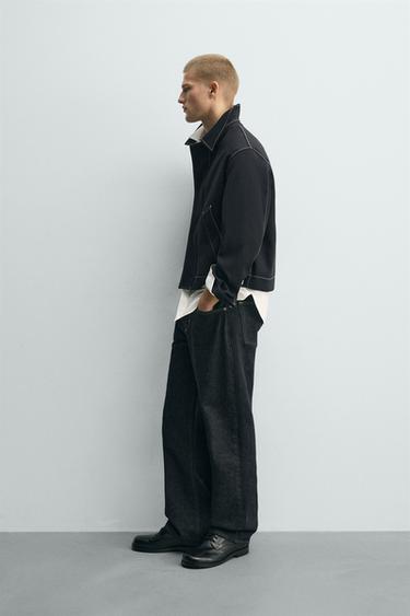 CONTRAST TOPSTITCHING OVERSHIRT - Dark navy by Zara - Image 3