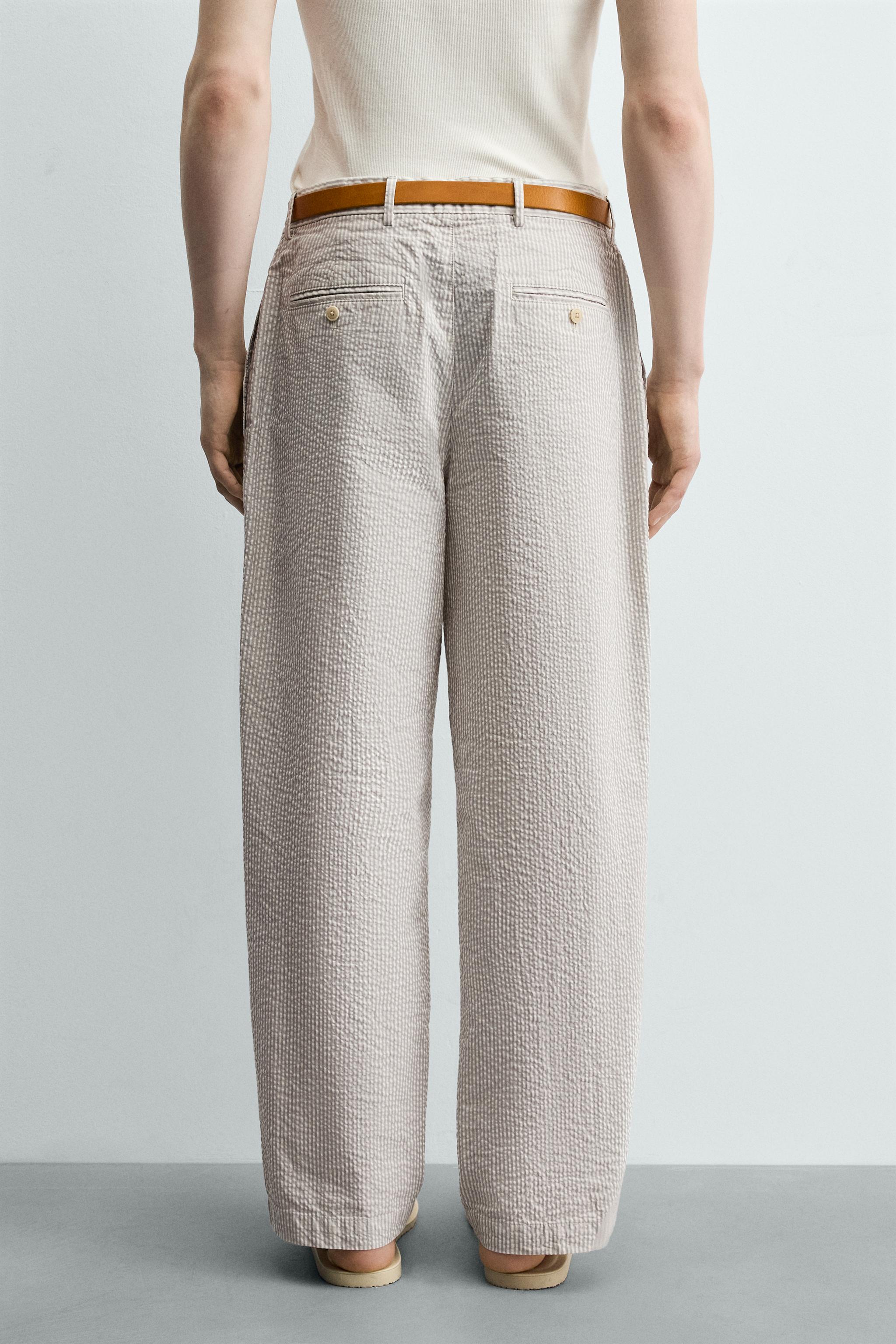PANTALONI SEERSUCKER STRAIGHT FIT - dungi | ZARA România
