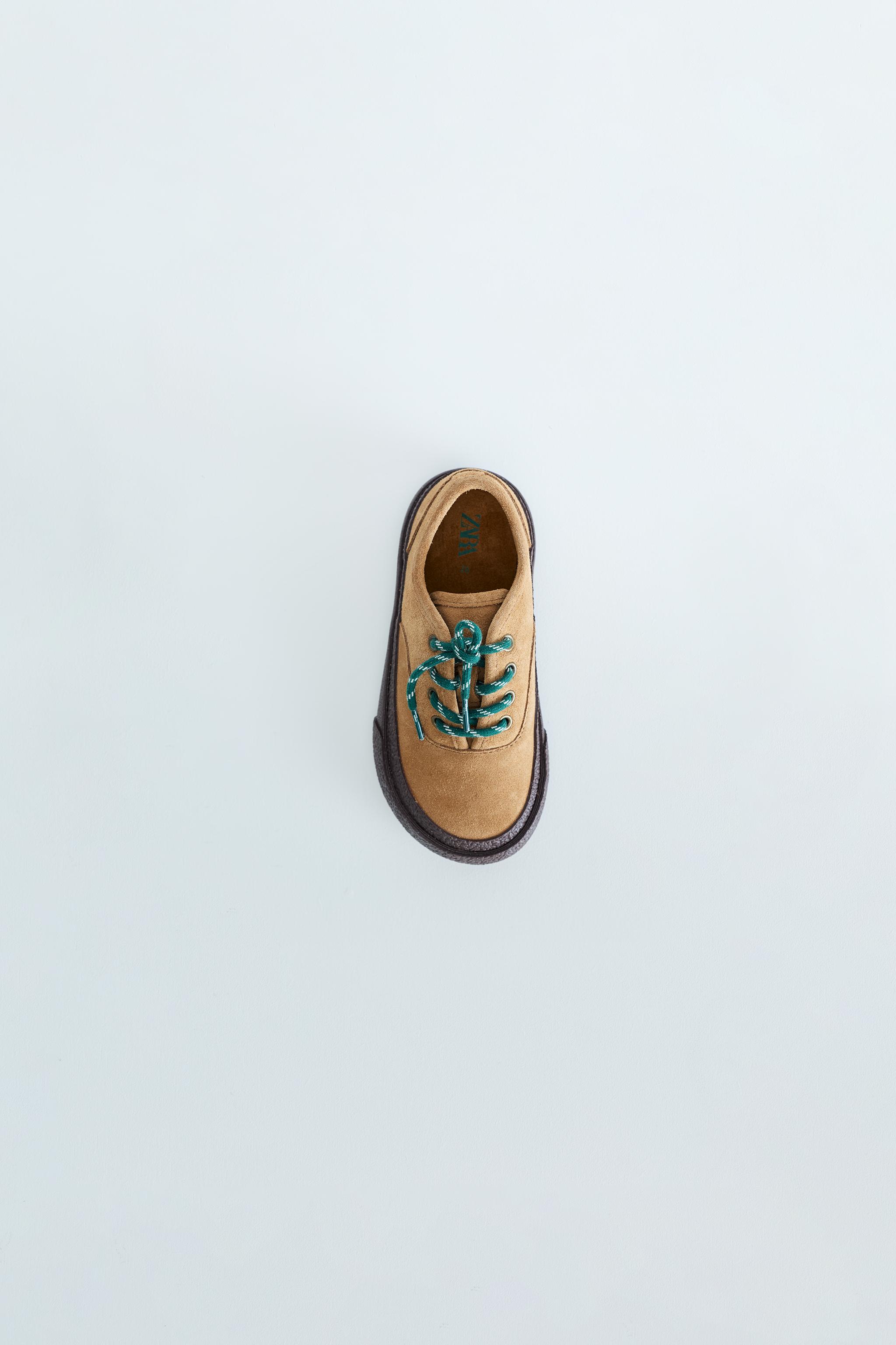 Детские кроссовки Zara CONTRAST LEATHER SNEAKERS — фото 9