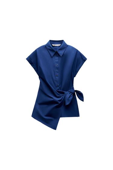 ZW COLLECTION KNOTTED POPLIN SHIRT