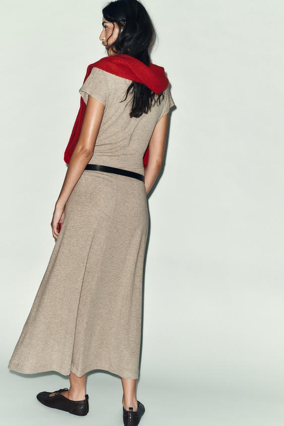 beige maxi dress zara Women's Beige Maxi Dress