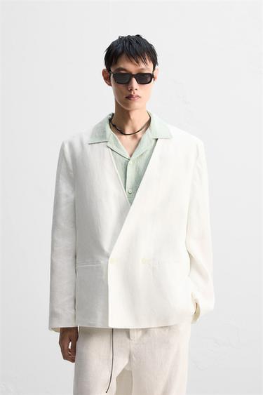 Zara 100% 亞麻西裝外套 - 白色