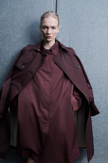 ZW COLLECTION WATER-REPELLENT TRENCH COAT - Burgundy by Zara - Image 1