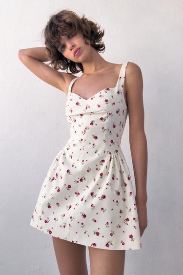 FLORAL PRINT VOLUME DRESS - Ecru / Red by Zara - Image 2