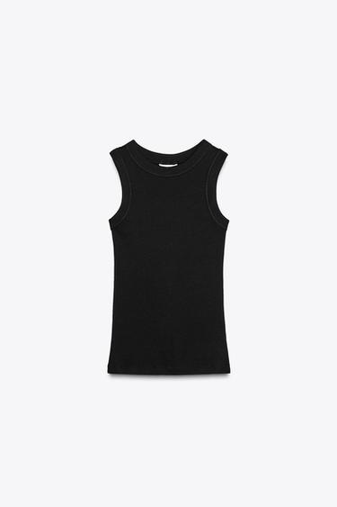 CAMISETA RIB MANGA SISA - Negro de Zara