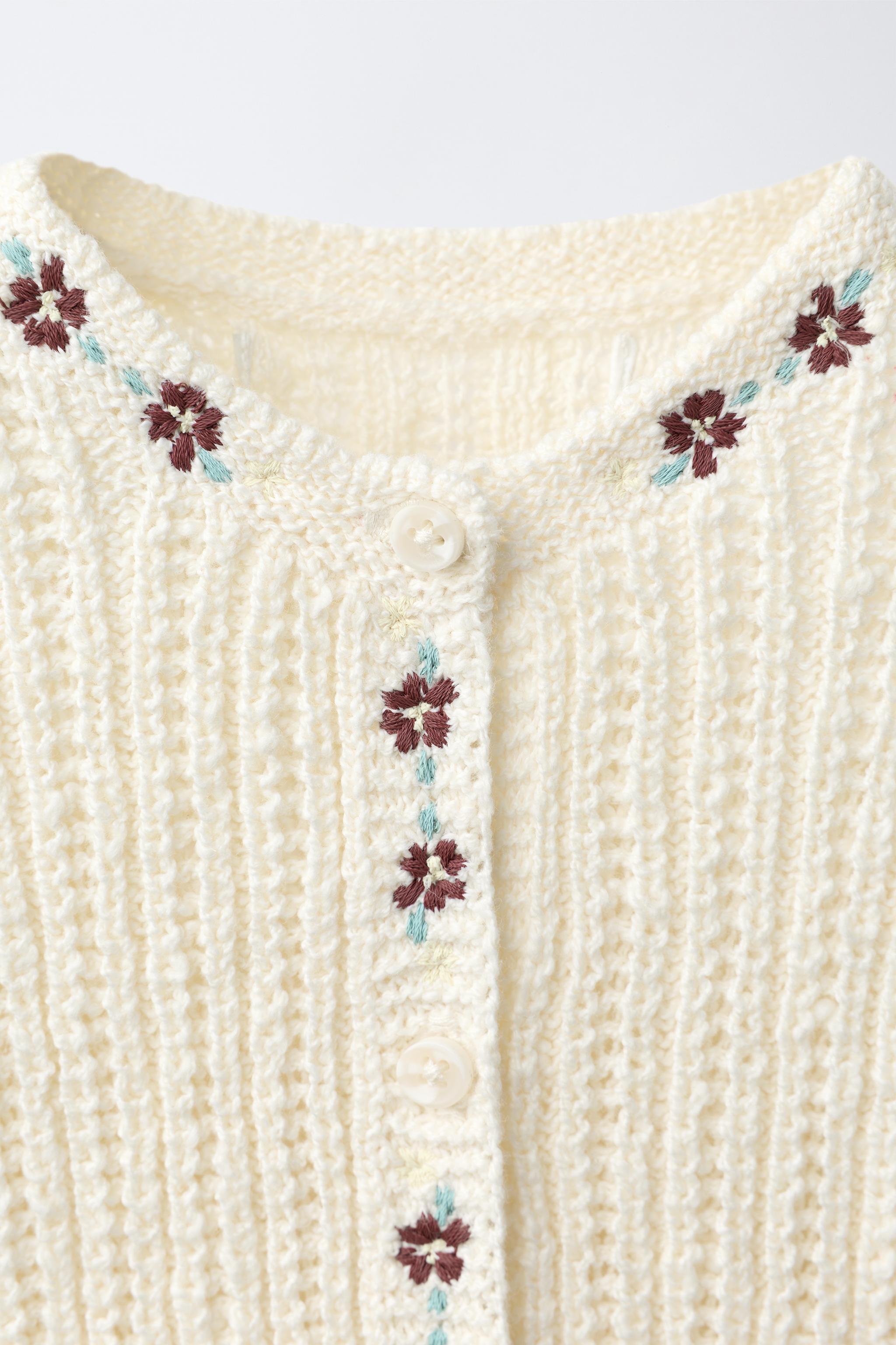 Детские кардиганы Zara EMBROIDERED FLORAL CARDIGAN — фото 4