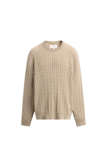 JERSEY TRENZAS MEZCLA ALGODÓN - Beige vigoré de Zara